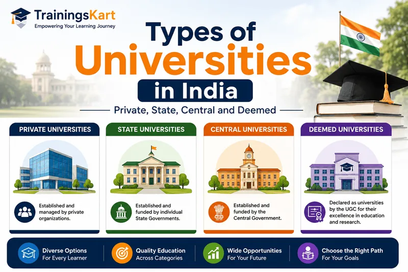 Types of Universities in India - Private, State, Central and Deemed